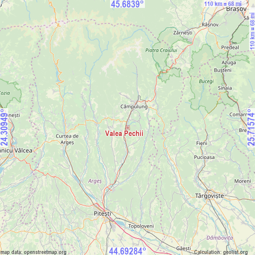 Valea Pechii on map