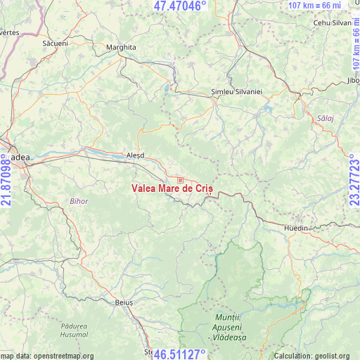 Valea Mare de Criș on map