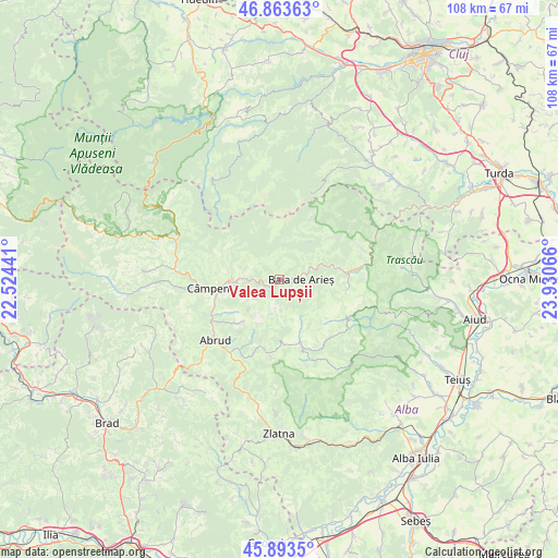 Valea Lupșii on map