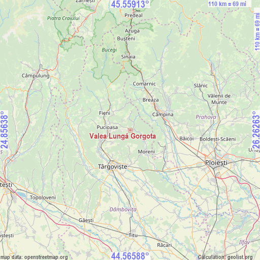 Valea Lungă Gorgota on map