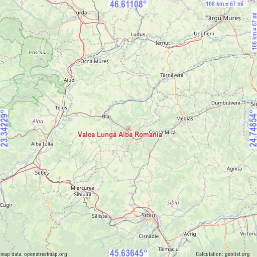 Valea Lungă Alba Romania on map