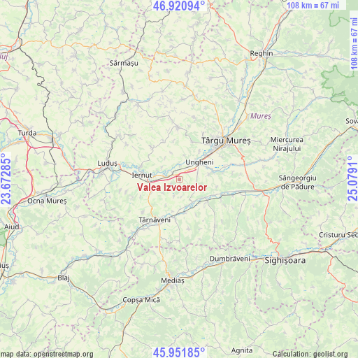 Valea Izvoarelor on map