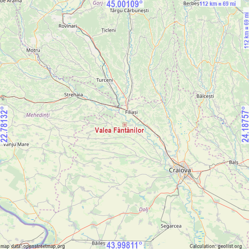 Valea Fântânilor on map