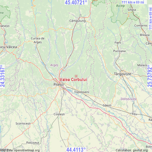 Valea Corbului on map