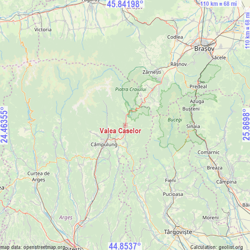 Valea Caselor on map