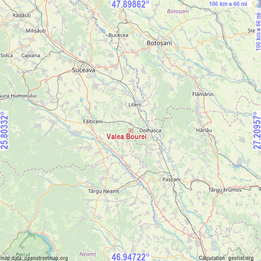 Valea Bourei on map