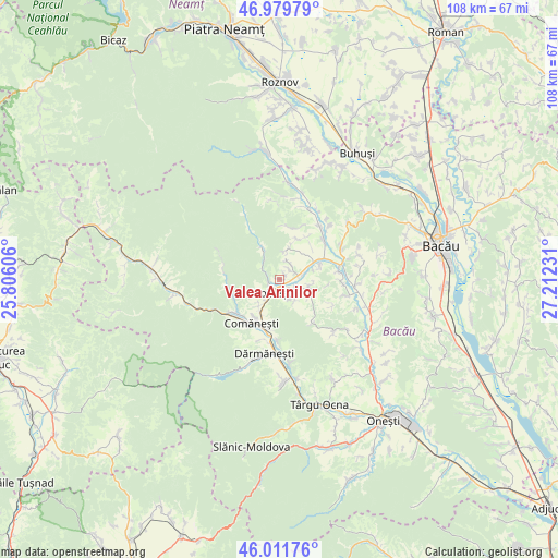 Valea Arinilor on map