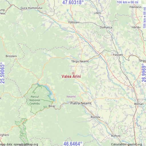 Valea Arini on map