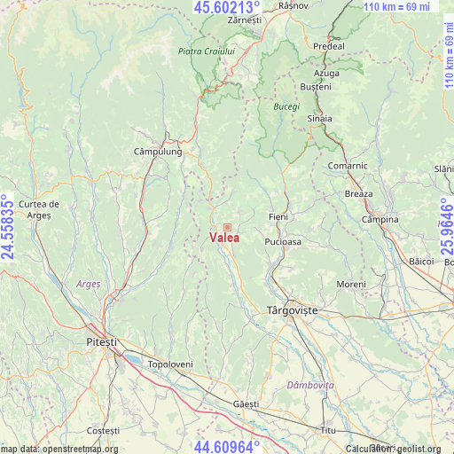 Valea on map