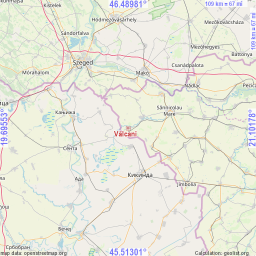 Vălcani on map