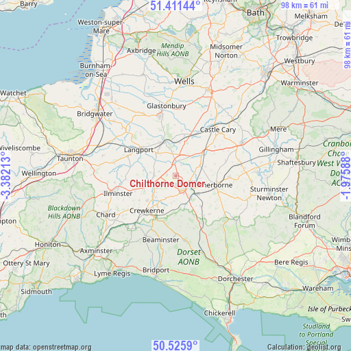 Chilthorne Domer on map