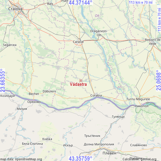 Vădastra on map