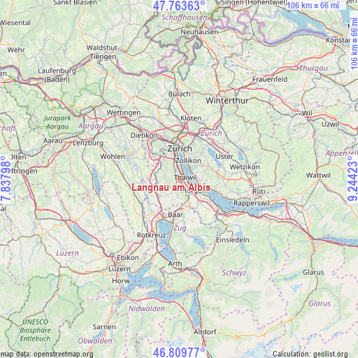 Langnau am Albis on map