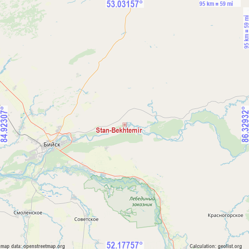 Stan-Bekhtemir on map