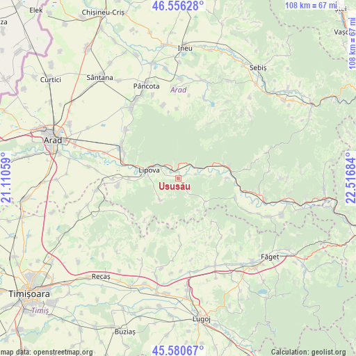 Ususău on map