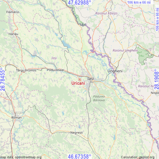 Uricani on map