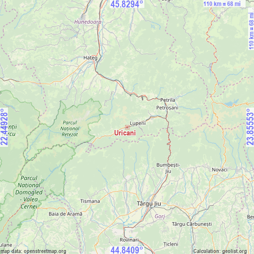 Uricani on map
