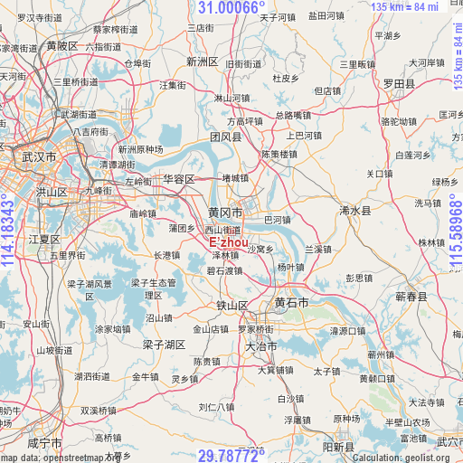 E’zhou on map