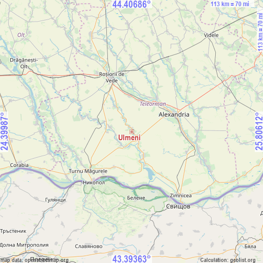 Ulmeni on map