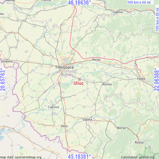 Uliuc on map