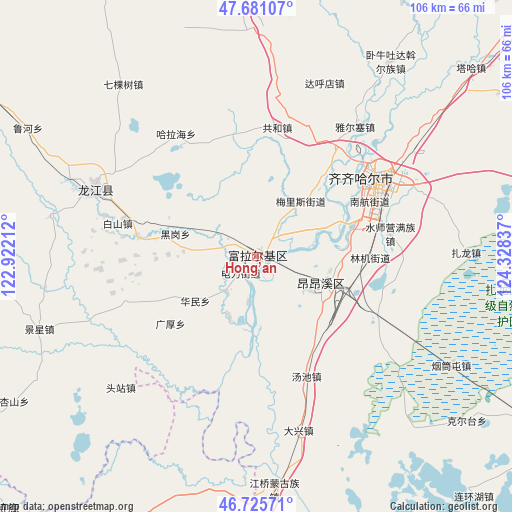 Hong’an on map