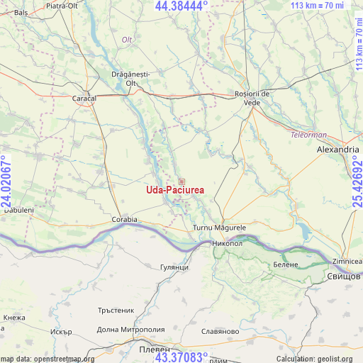 Uda-Paciurea on map