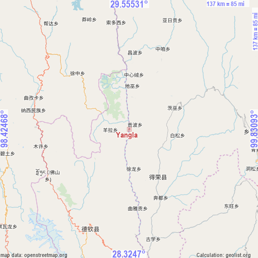 Yangla on map