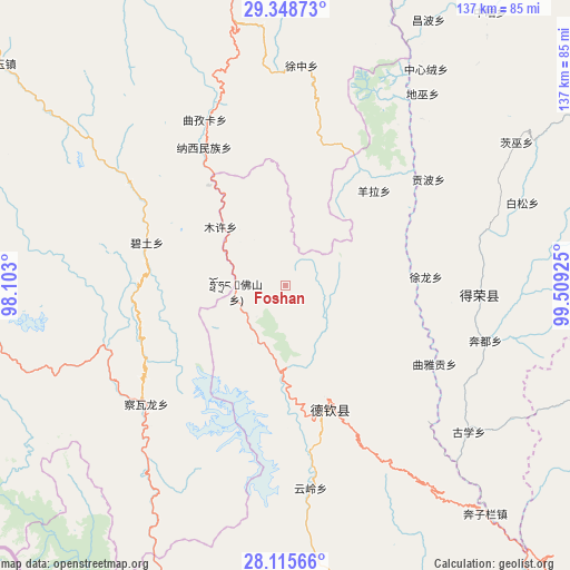 Foshan on map