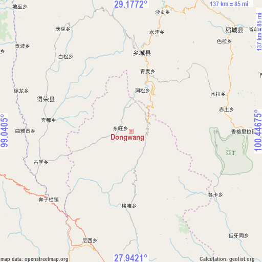 Dongwang on map