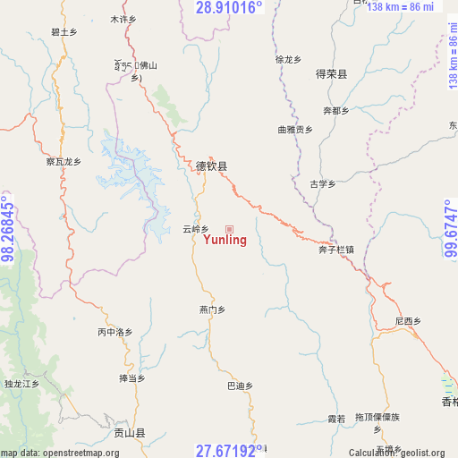 Yunling on map