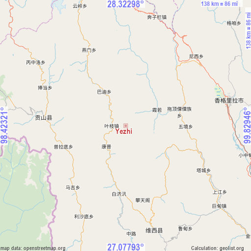 Yezhi on map