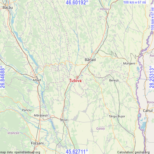 Tutova on map