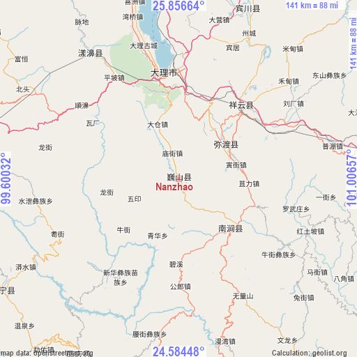 Nanzhao on map