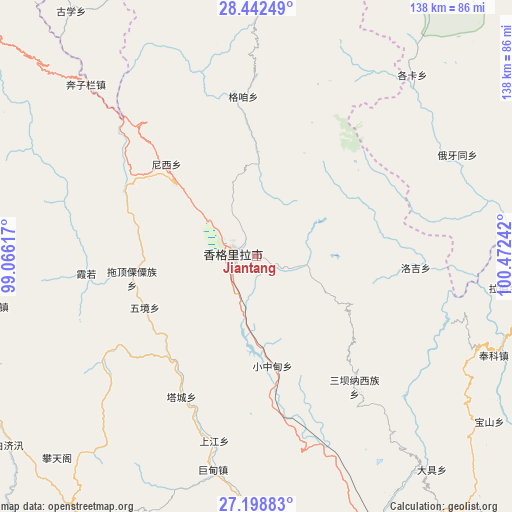 Jiantang on map