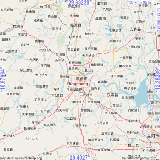 Dingcheng on map