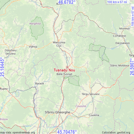 Tușnadu Nou on map