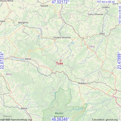 Tusa on map