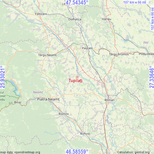 Tupilaţi on map