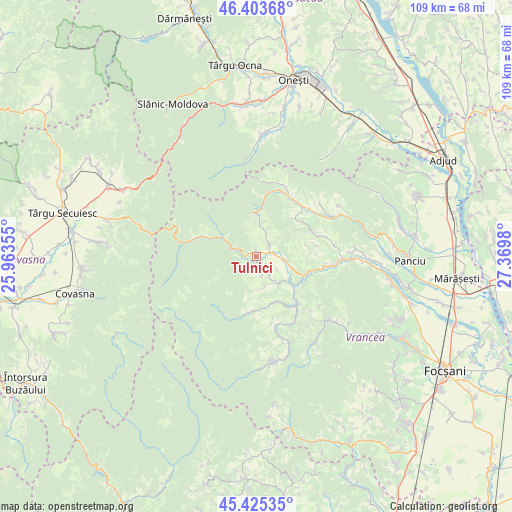 Tulnici on map