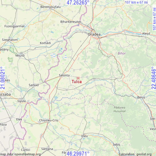 Tulca on map