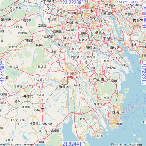 Jianghai on map