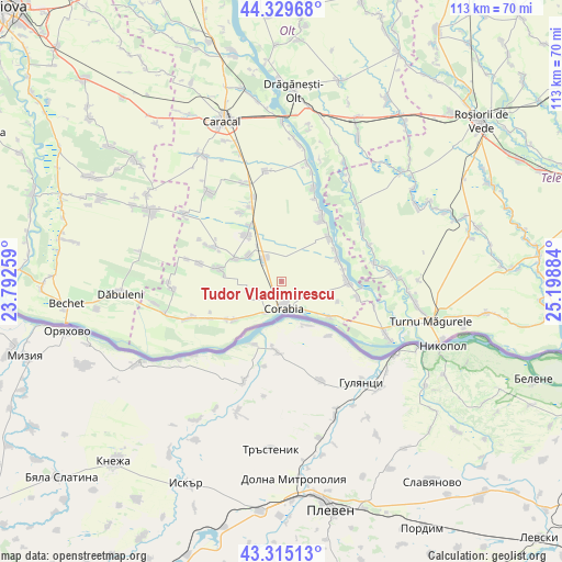 Tudor Vladimirescu on map