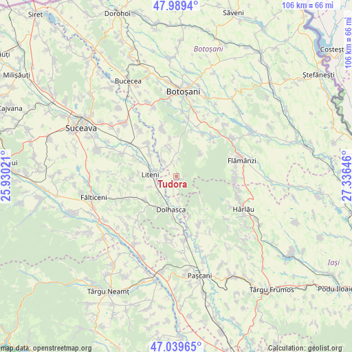 Tudora on map