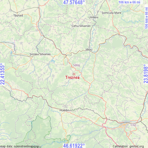 Treznea on map