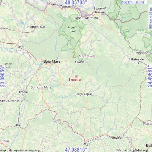 Trestia on map