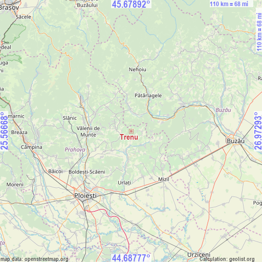 Trenu on map