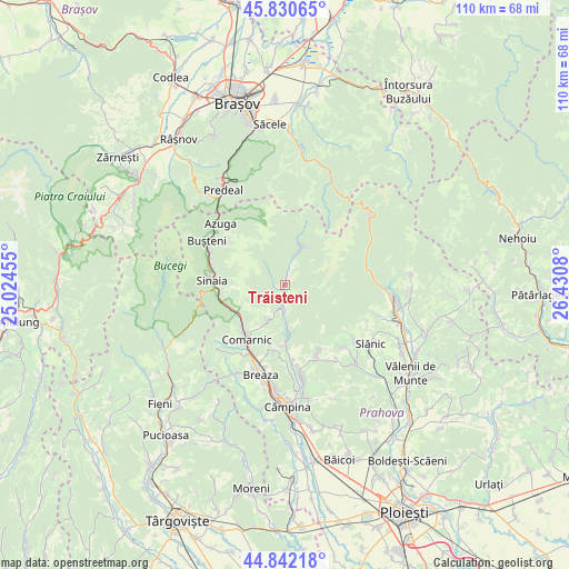 Trăisteni on map