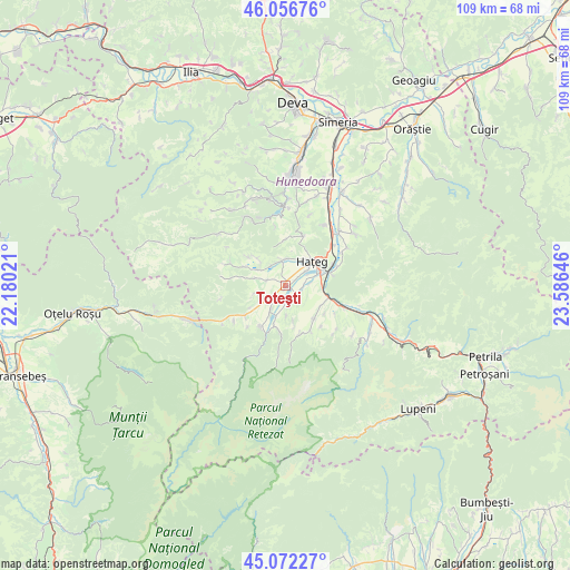 Toteşti on map