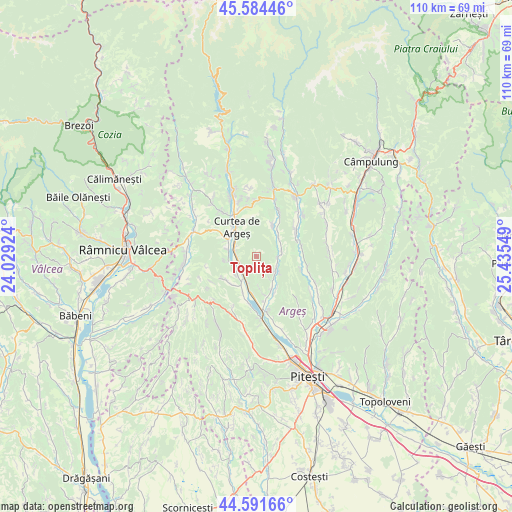 Toplița on map