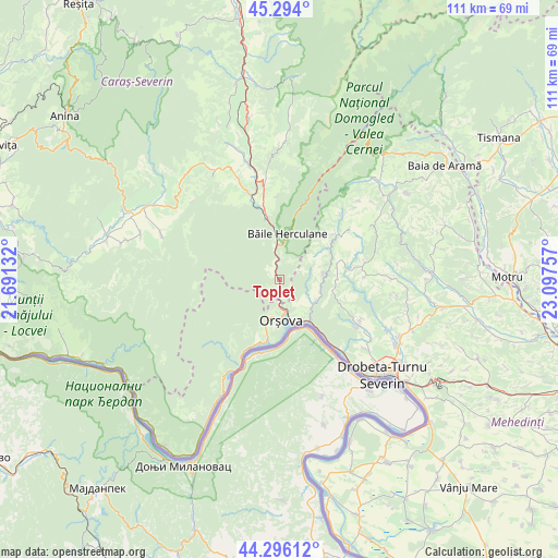 Topleţ on map